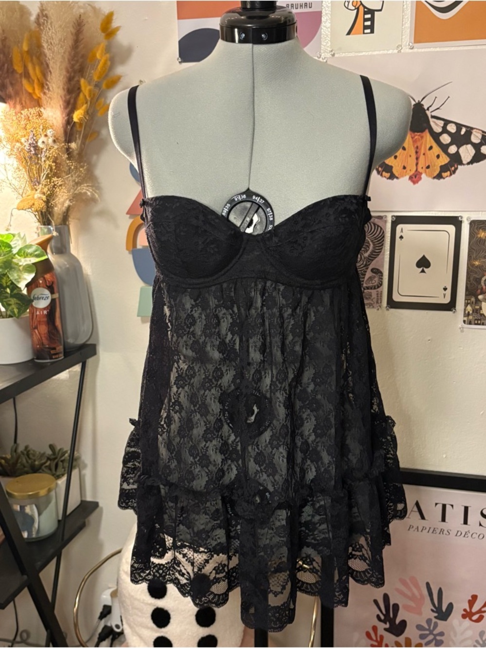 Victoria's Secret Black Lace Babydoll Chemise